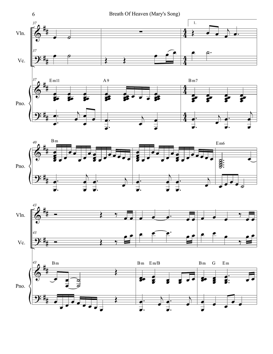 Breath Of Heaven (Mary's Song) Piano Trio scores gallery preview page 6