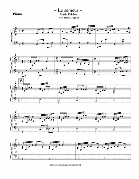 Le semeur (partition de piano d'accompagnement) image number null