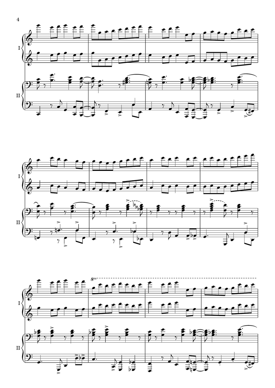 If Pachelbel playing Jazz - for piano 4 hands Piano Duet scores gallery preview page 4