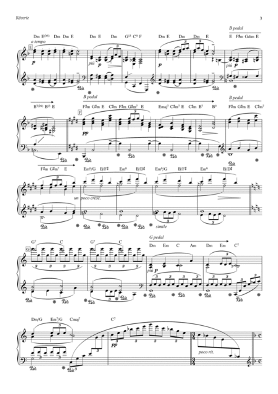 Rêverie - Debussy (Piano with Chords & Lead Sheet) Piano Solo scores gallery preview page 3