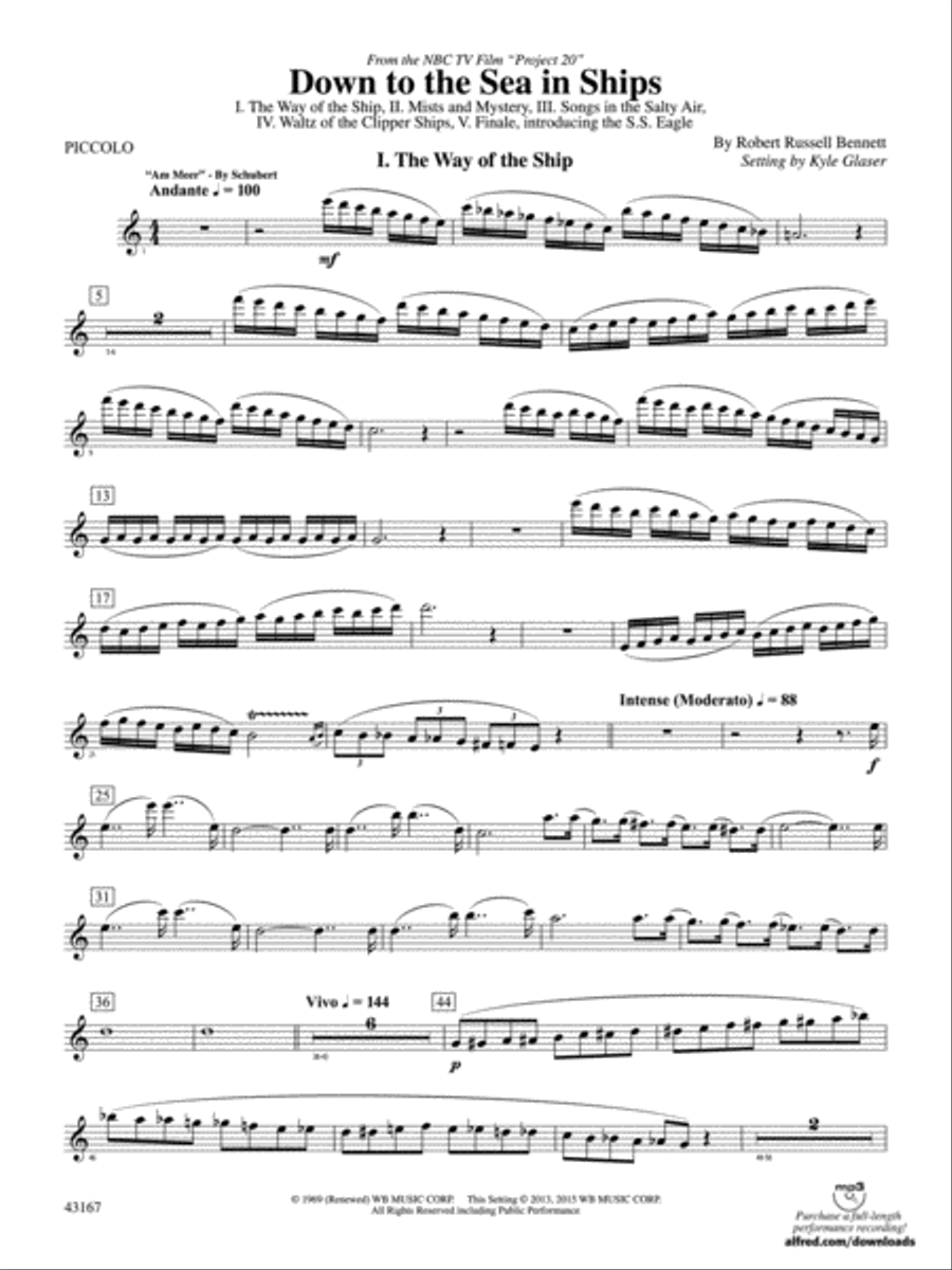 Down to the Sea in Ships (from the NBC TV Film Project 20): Piccolo Concert Band scores gallery preview page 1