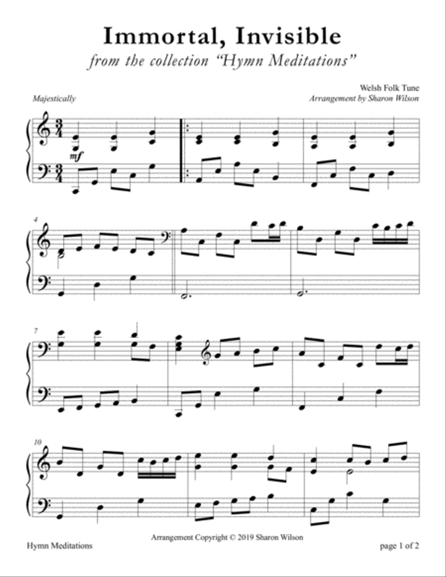 Immortal, Invisible (LARGE PRINT Piano Solo) Piano Solo scores gallery preview page 1