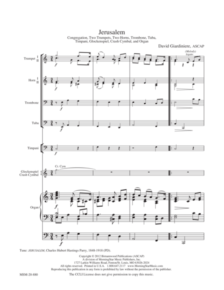 Jerusalem Choir scores gallery preview page 1