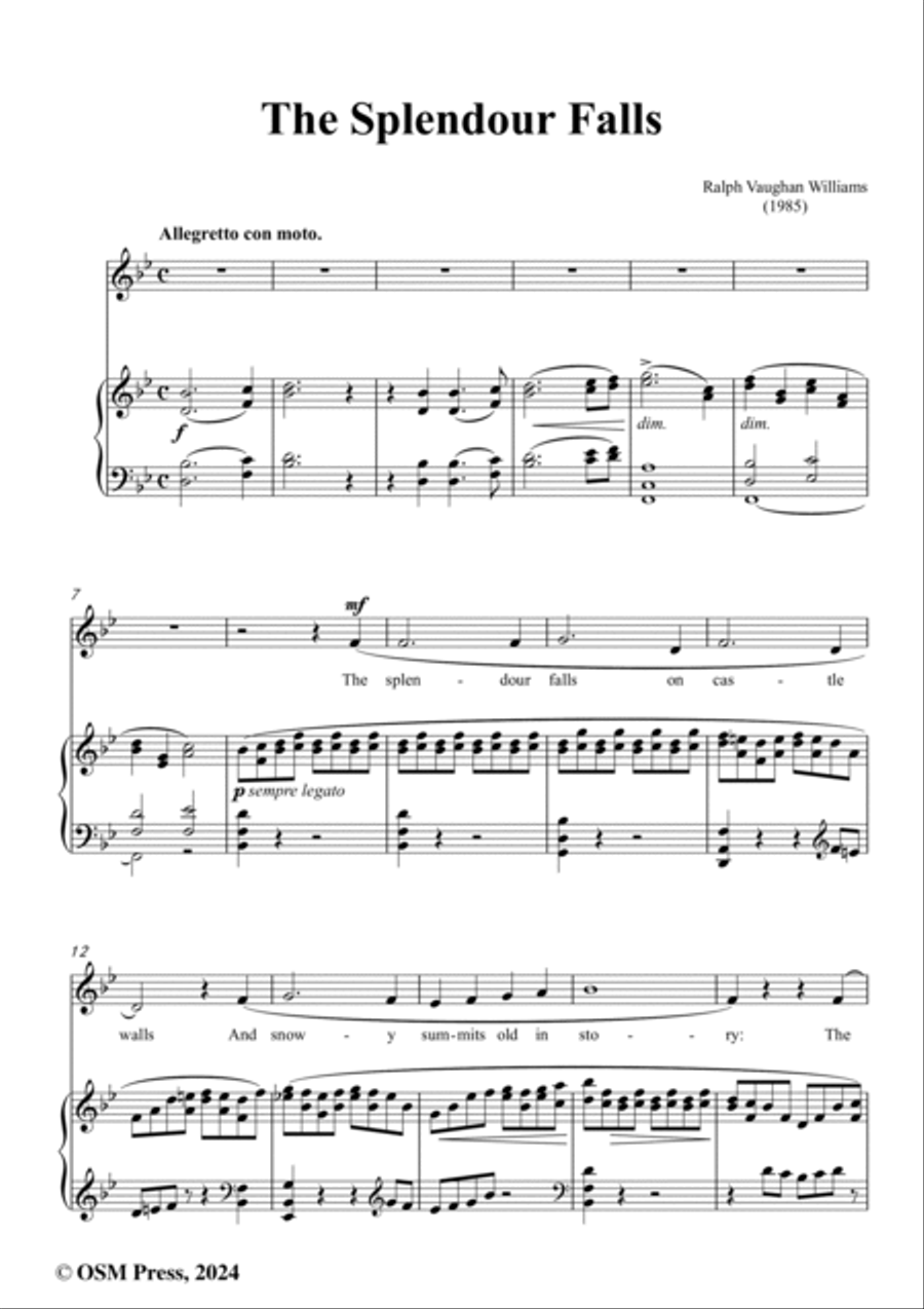 Vaughan Williams-The Splendour Falls(1985),in B flat Major Voice scores gallery preview page 2