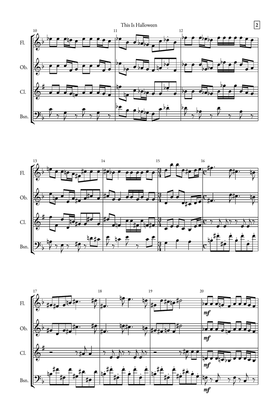 This Is Halloween Woodwind Quartet scores gallery preview page 2