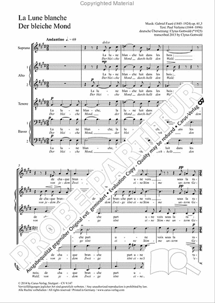 Gottwald/Faure: Deux Melodies Choir scores gallery preview page 5