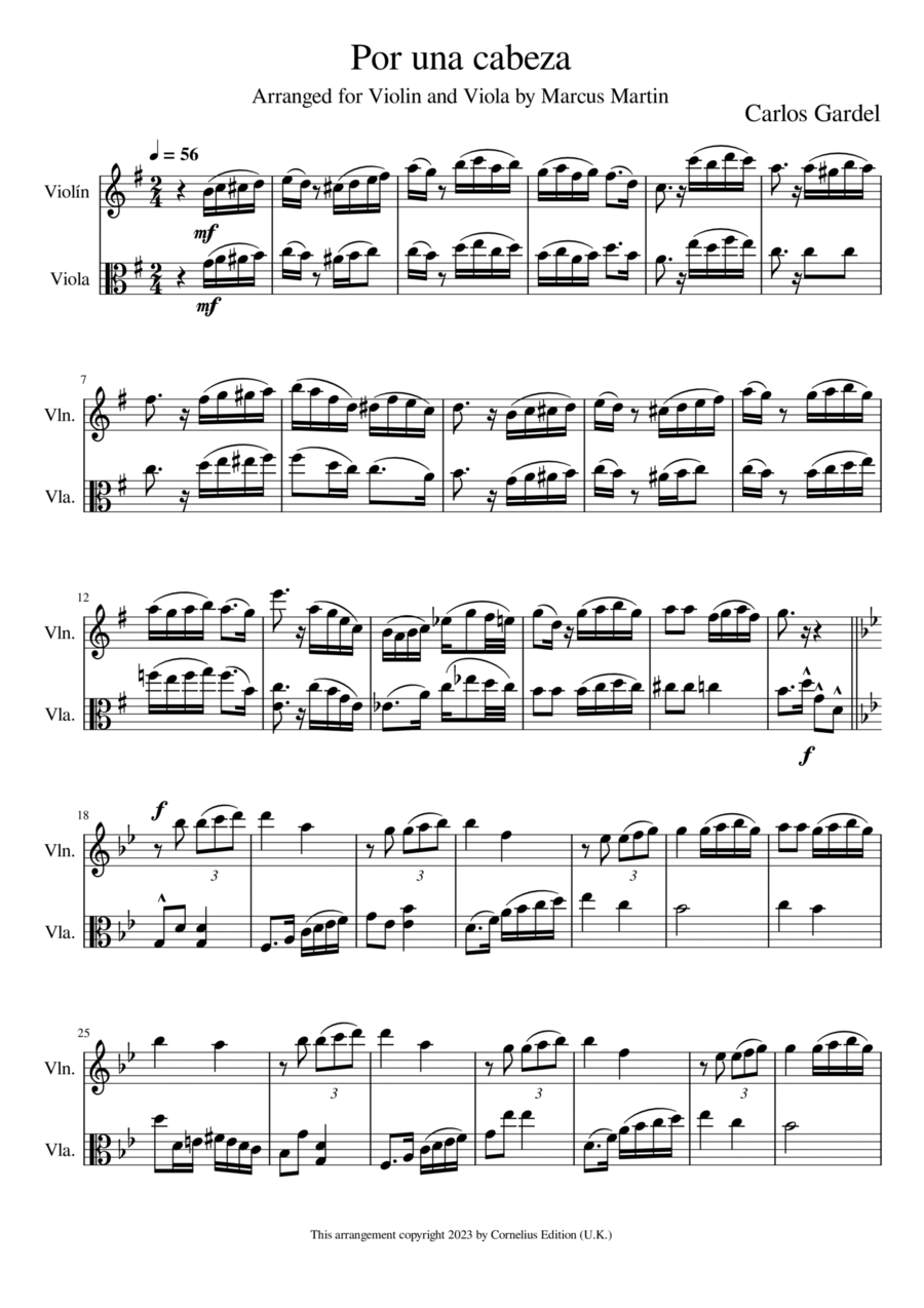 Por Una Cabeza Por Una Cabeza String Duet scores gallery preview page 1