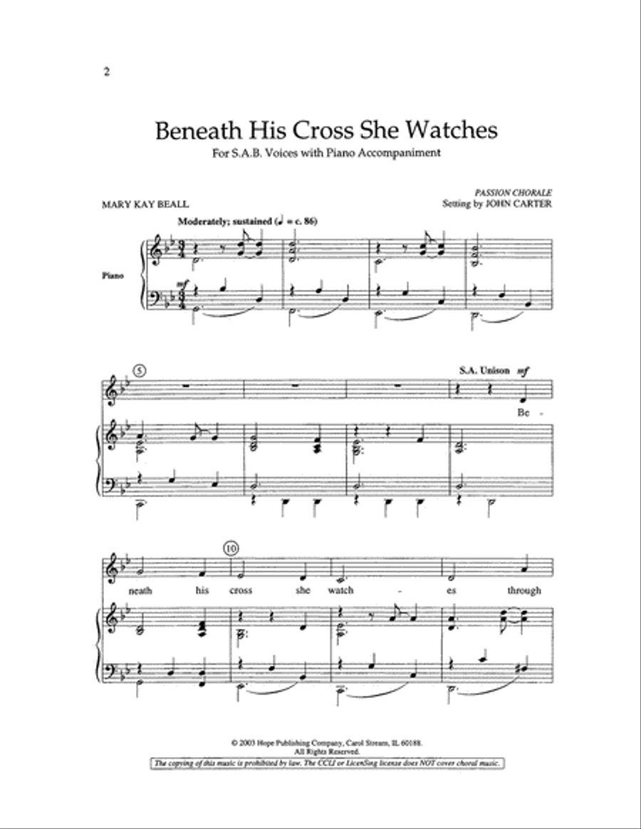Beneath His Cross She Watches 3-Part scores gallery preview page 2