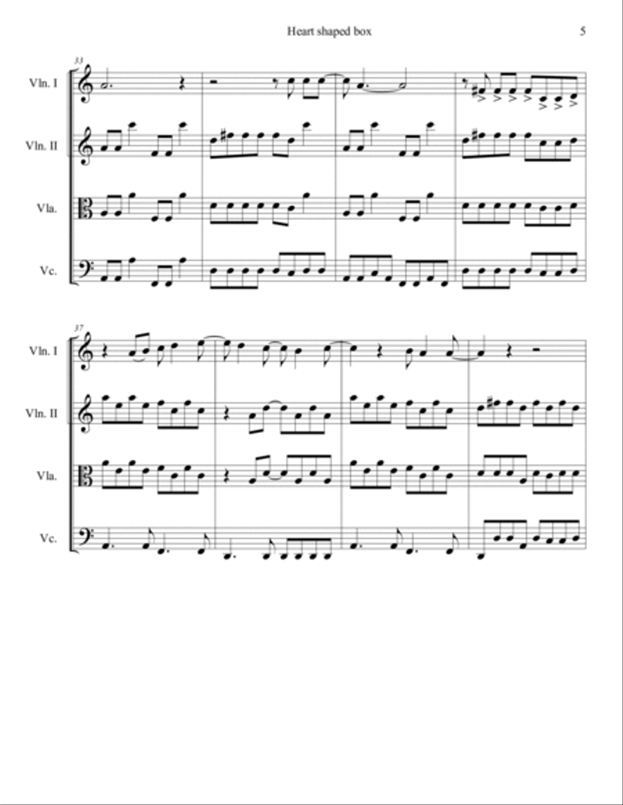 Heart Shaped Box Heart Shaped Box String Quartet scores gallery preview page 5
