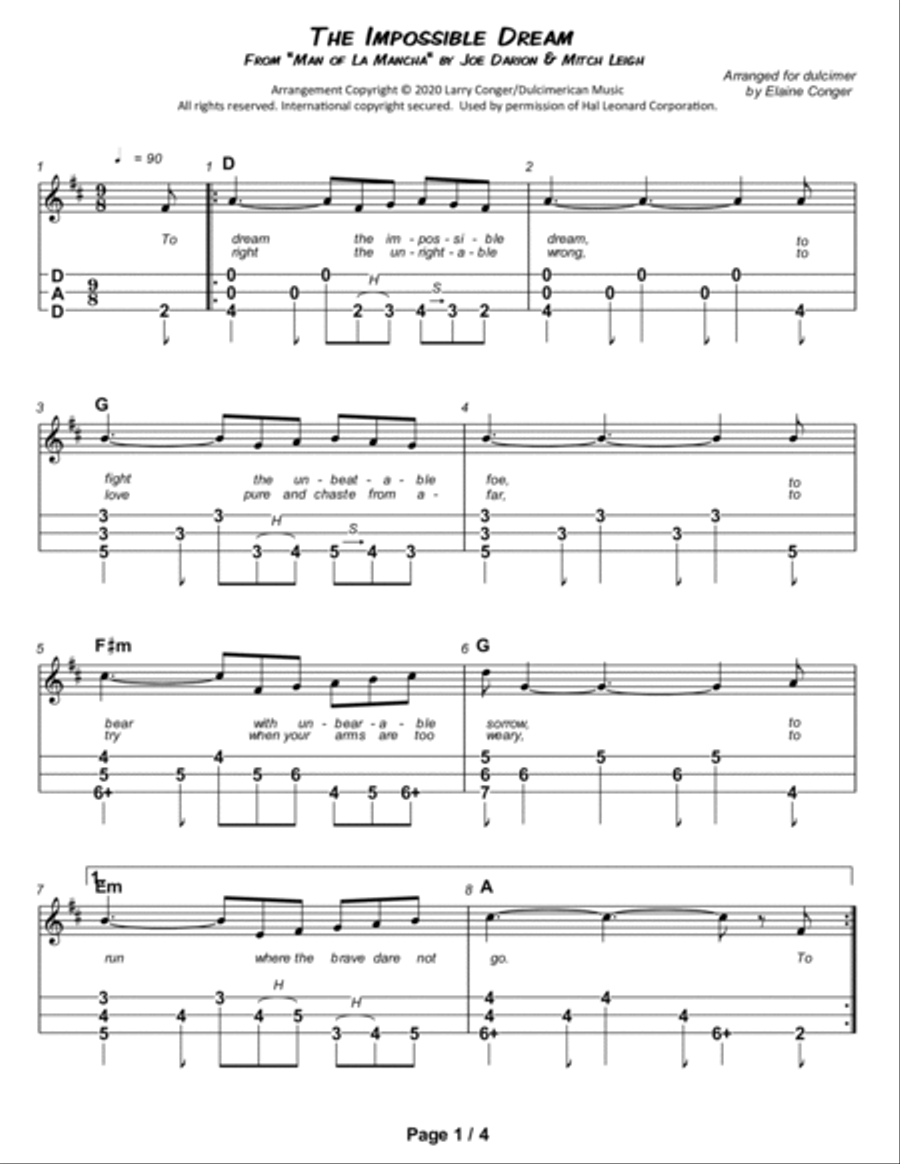The Impossible Dream Dulcimer scores gallery preview page 2