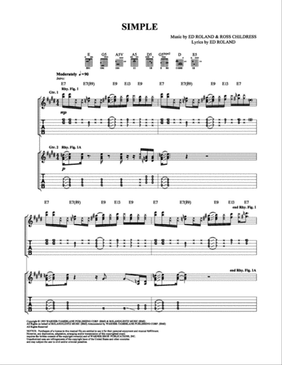 Simple Electric Guitar scores gallery preview page 1