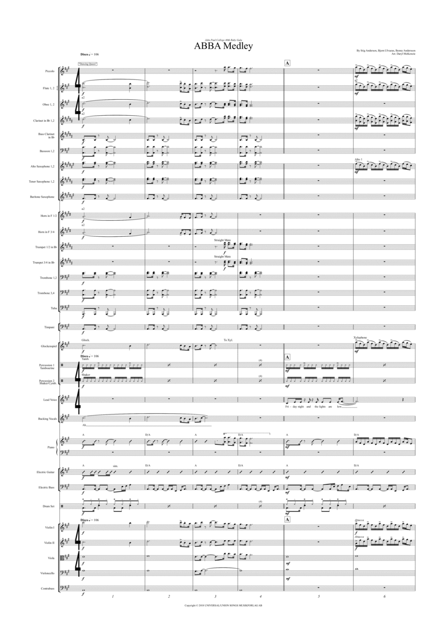 Abba Medley Full Orchestra scores gallery preview page 1