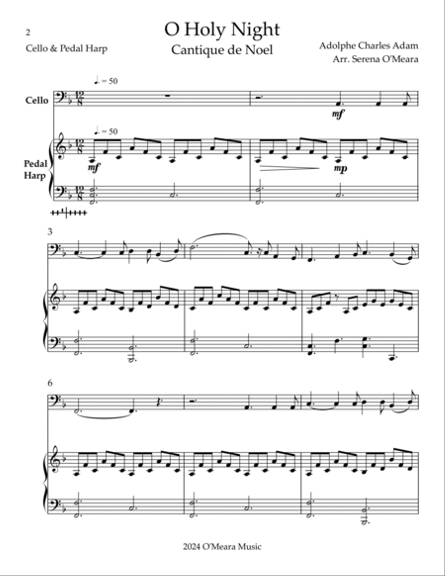 O Holy Night, Duet for Cello & Pedal Harp