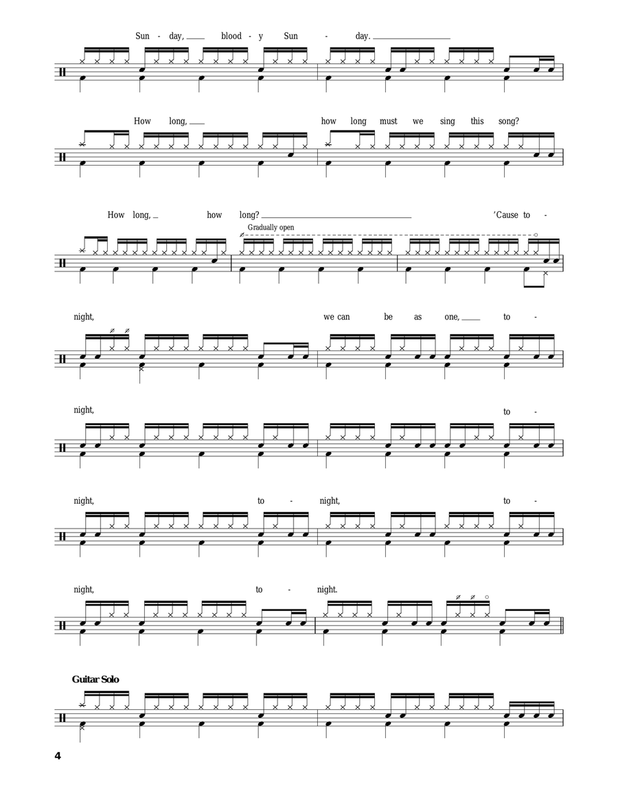 Sunday Bloody Sunday Drum Set scores gallery preview page 4
