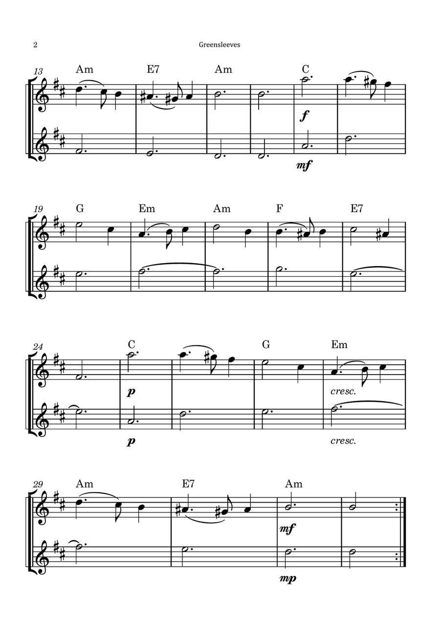 Greensleeves Woodwind Duet scores gallery preview page 2