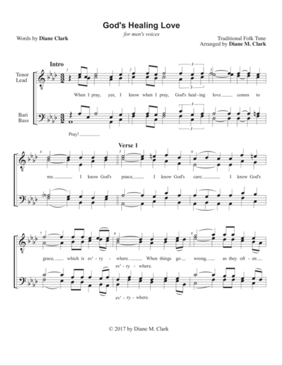 God's Healing Love (TTBB) (QUARTET PRICING) TTBB scores gallery preview page 1
