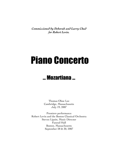Piano Concerto ... Mozartiana (2007) for piano solo and orchestra image number null