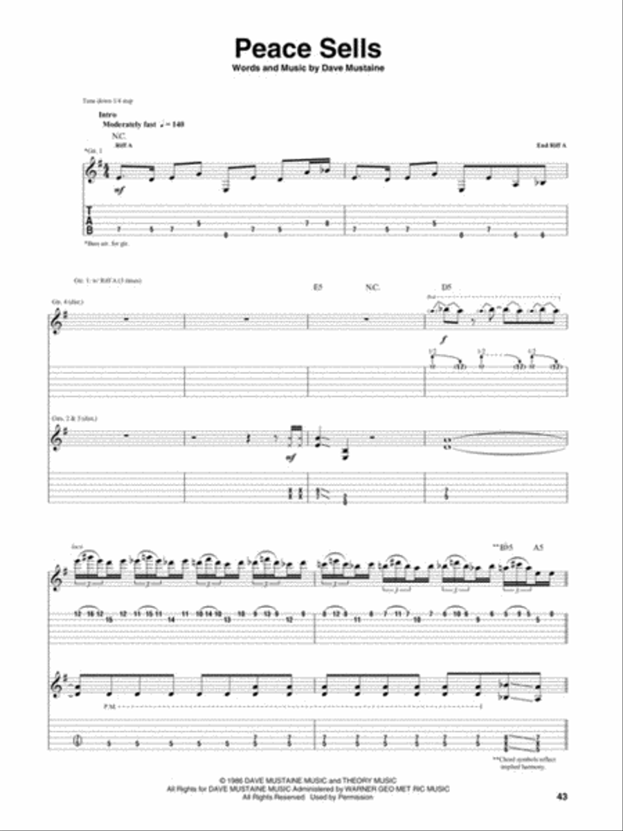 Megadeth – Greatest Hits: Back to the Start Electric Guitar scores gallery preview page 6