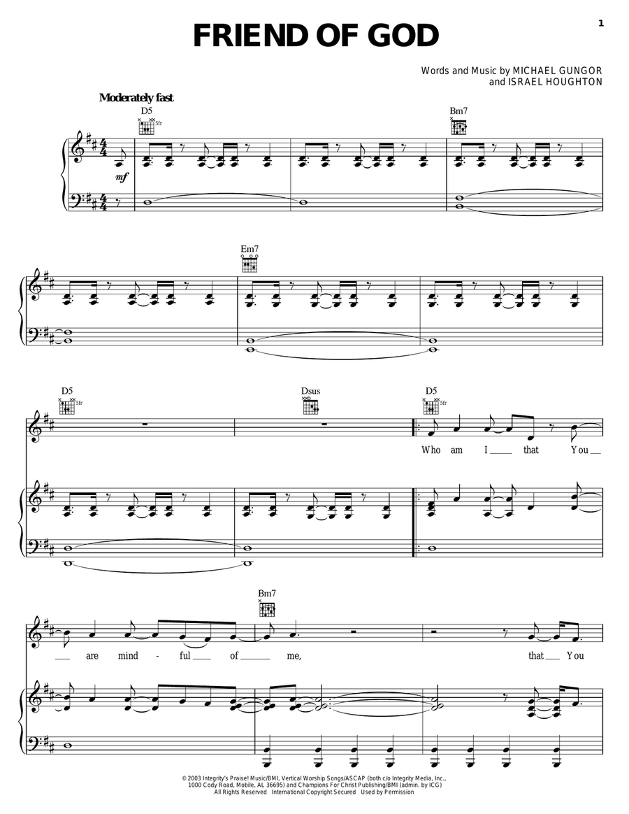 Friend Of God Friend Of God Piano, Vocal, Guitar scores gallery preview page 1