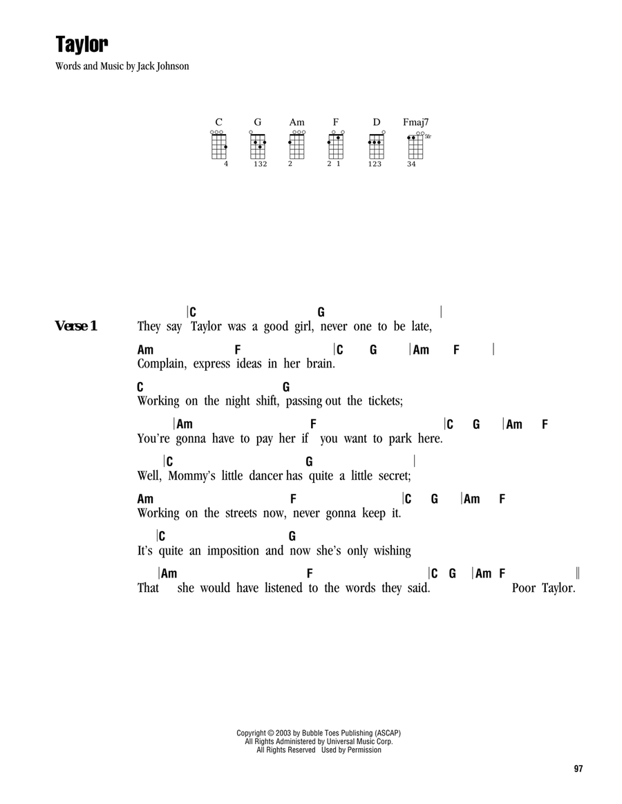 Taylor Taylor Ukulele scores gallery preview page 1