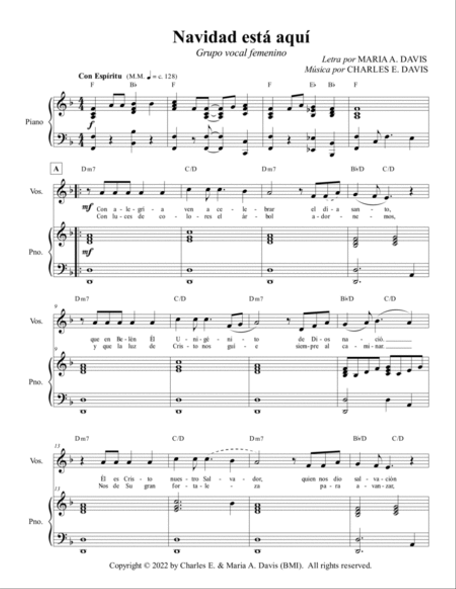 Navidad está aquí Piano, Vocal, Guitar scores gallery preview page 3