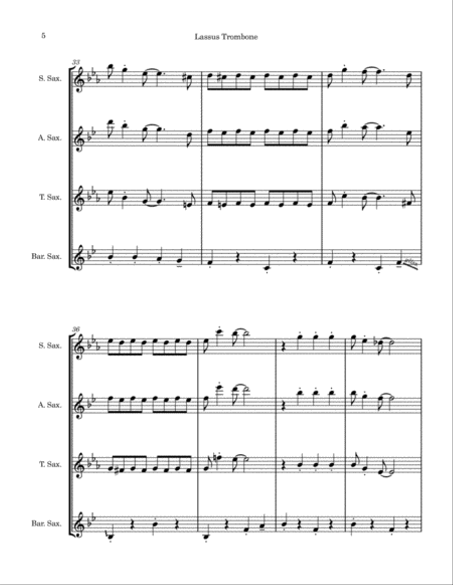 Lassus Trombone (Saxophone Quartet) Woodwind Ensemble scores gallery preview page 5
