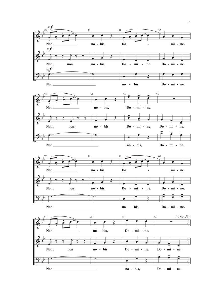 Non Nobis, Domine (arr. William C. Powell) 3-Part scores gallery preview page 4