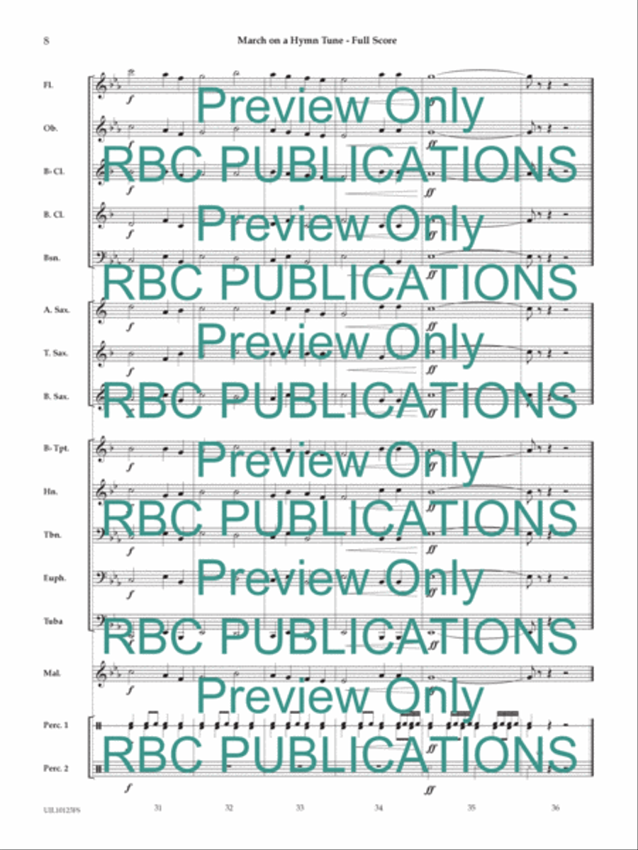 March On A Hymn Tune Concert Band scores gallery preview page 9