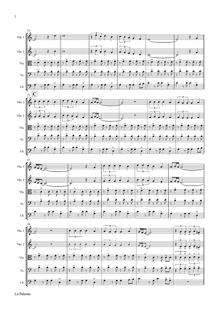 La Paloma - Spanish Habanera - String Orchestra String Orchestra scores gallery preview page 2