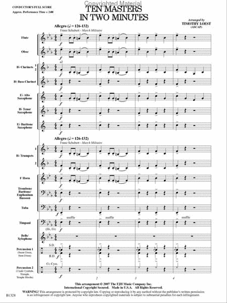 Ten Masters in Two Minutes Concert Band scores gallery preview page 2