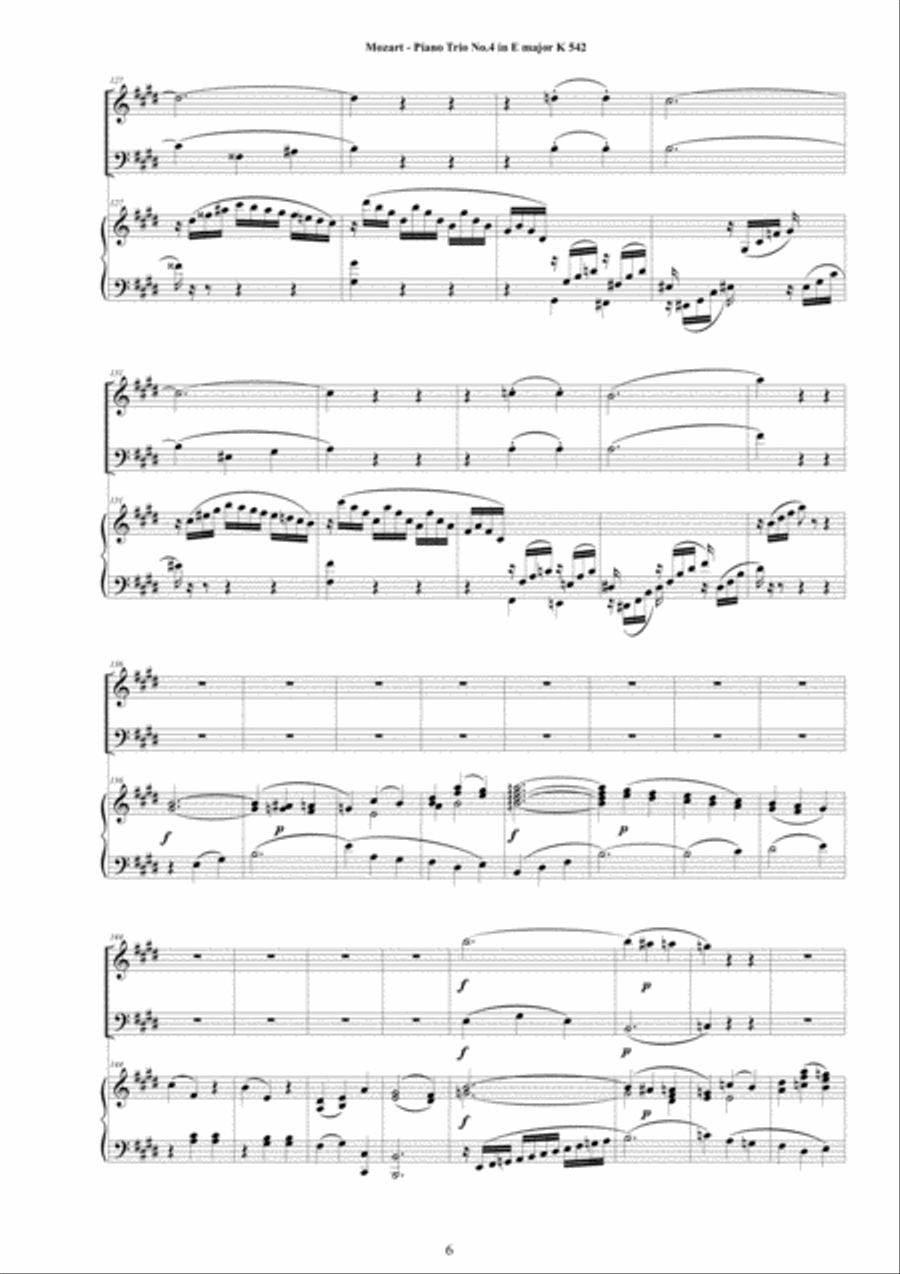 Mozart - Piano Trio No.4 in E major K542 for Violin, Cello and Piano Cello scores gallery preview page 6