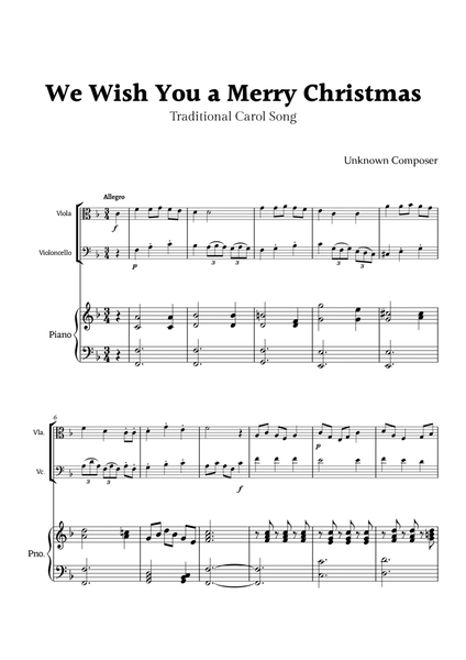 We Wish you a Merry Christmas for Viola and Cello Duet with Piano image number null