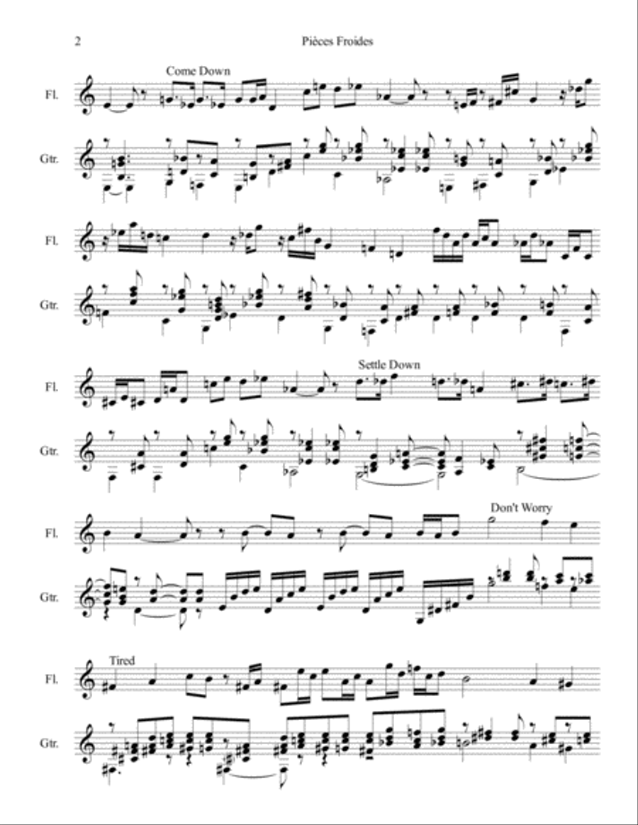 Pieces Froides for Guitar and Flute Duet Flute scores gallery preview page 2
