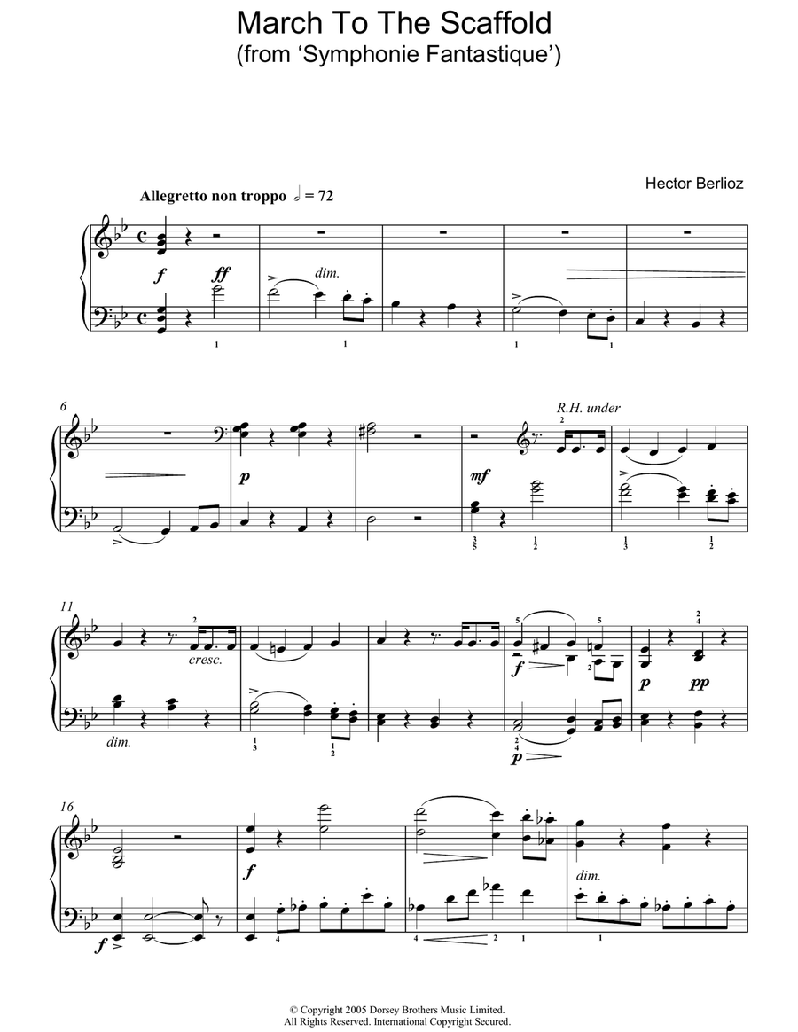 March To The Scaffold (from Symphonie Fantastique) Piano Solo scores gallery preview page 1