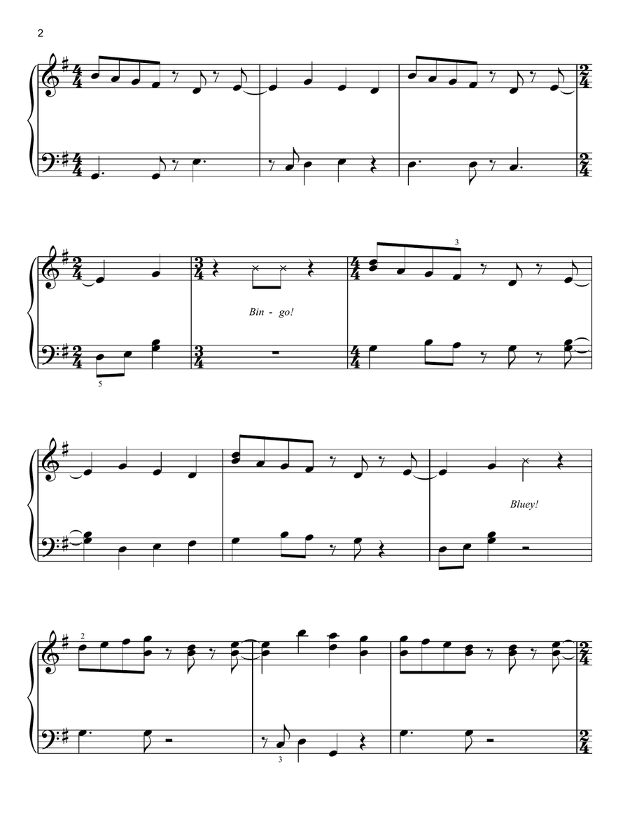 Bluey Theme Song Bluey Theme Song Easy Piano scores gallery preview page 2