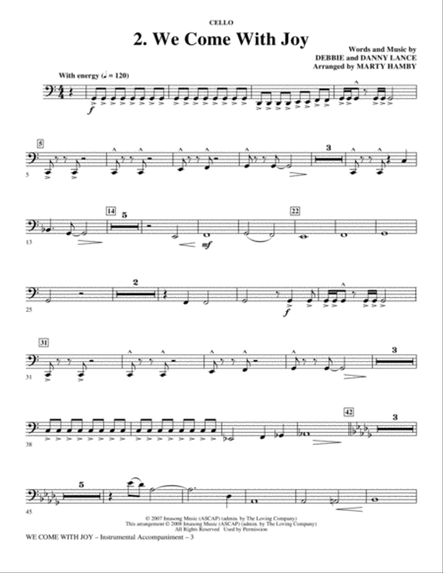 We Come With Joy Orchestration - Cello Choir scores gallery preview page 3
