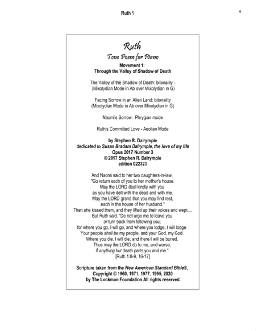 Ruth 1 - Through the Valley of the Shadow of Death - Tone Poem for Piano Solo Piano Solo scores gallery preview page 6