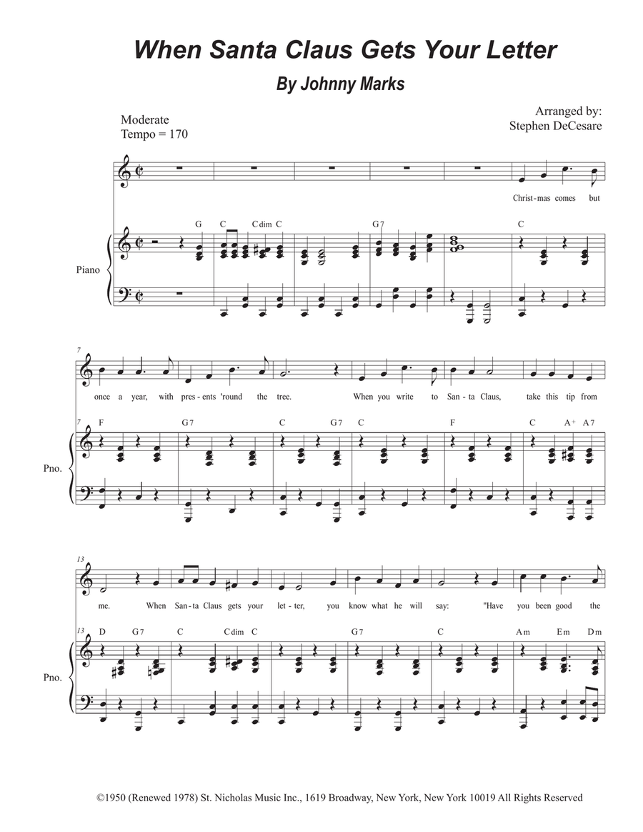 When Santa Claus Gets Your Letter Unison Choir scores gallery preview page 1