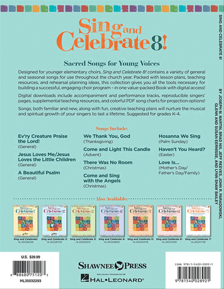 Sing and Celebrate 8! Sacred Songs for Young Voices Unison Choir scores gallery preview page 3