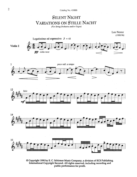 Silent Night (Stille Nacht/Noche de Paz) (Downloadable String Parts)
