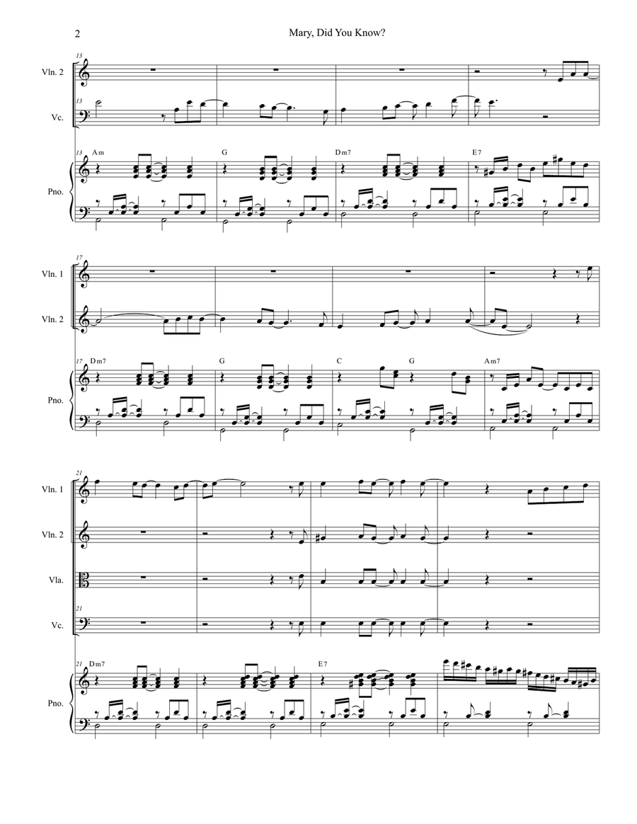 Mary, Did You Know? Mary, Did You Know? String Quartet scores gallery preview page 2
