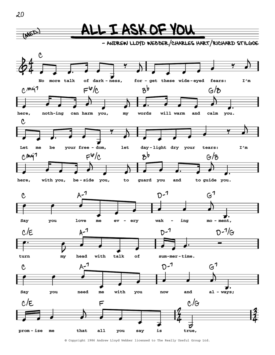 All I Ask Of You (from The Phantom Of The Opera) (Low Voice)