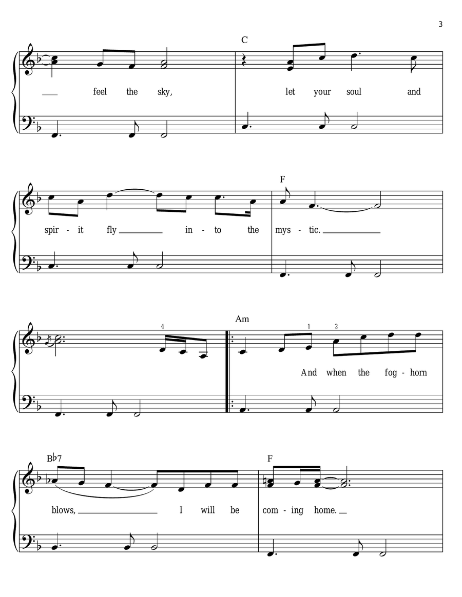 Into The Mystic Easy Piano scores gallery preview page 3