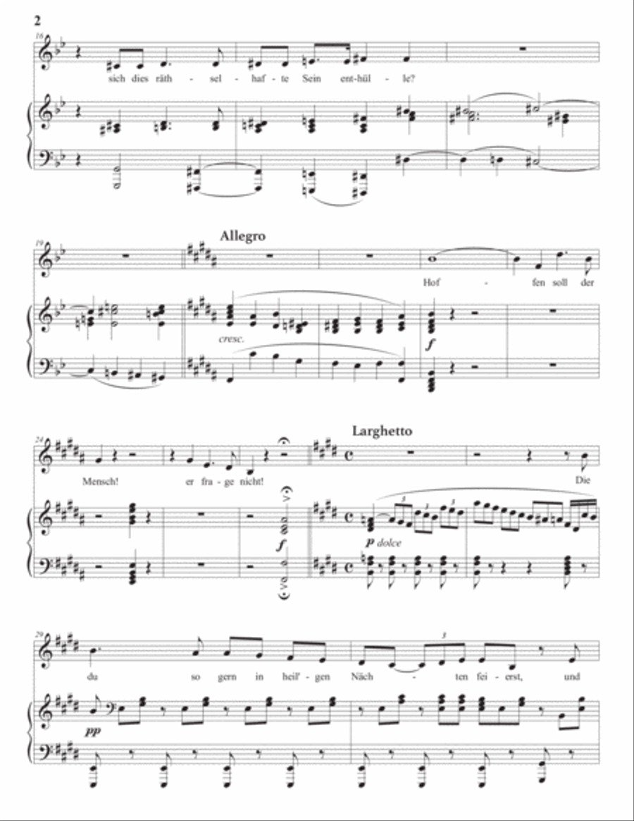 BEETHOVEN: An die Hoffnung, Op. 94 (transposed down a minor third) Voice scores gallery preview page 3