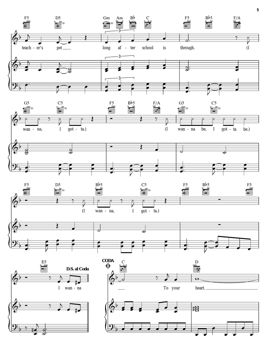 Teacher's Pet Piano, Vocal, Guitar scores gallery preview page 5