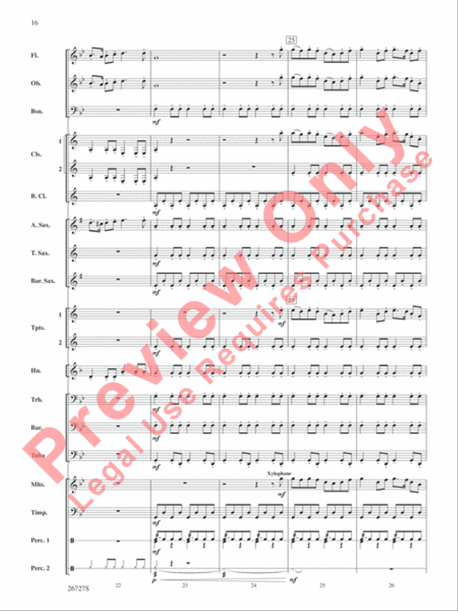 Evangeline: Two Cajun Songs Concert Band scores gallery preview page 17