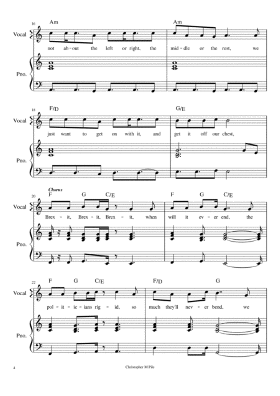 The Brexit Song The Brexit Song Piano, Vocal, Guitar scores gallery preview page 4