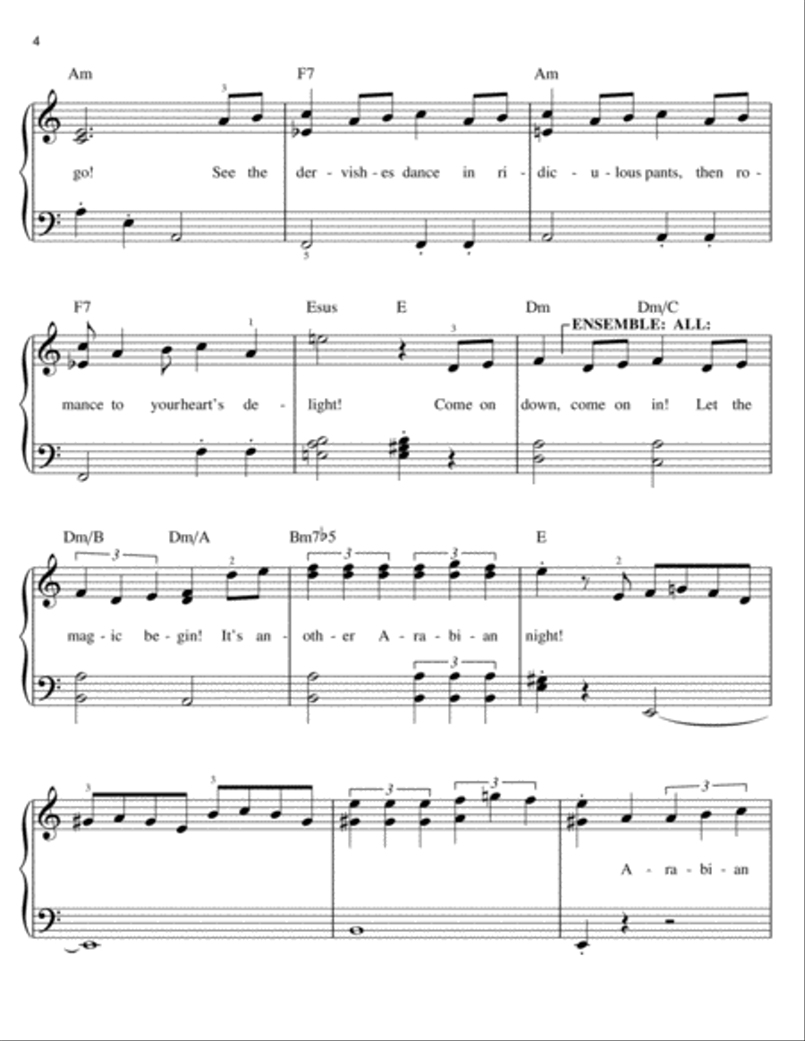 Arabian Nights (from Aladdin: The Broadway Musical) Easy Piano scores gallery preview page 4