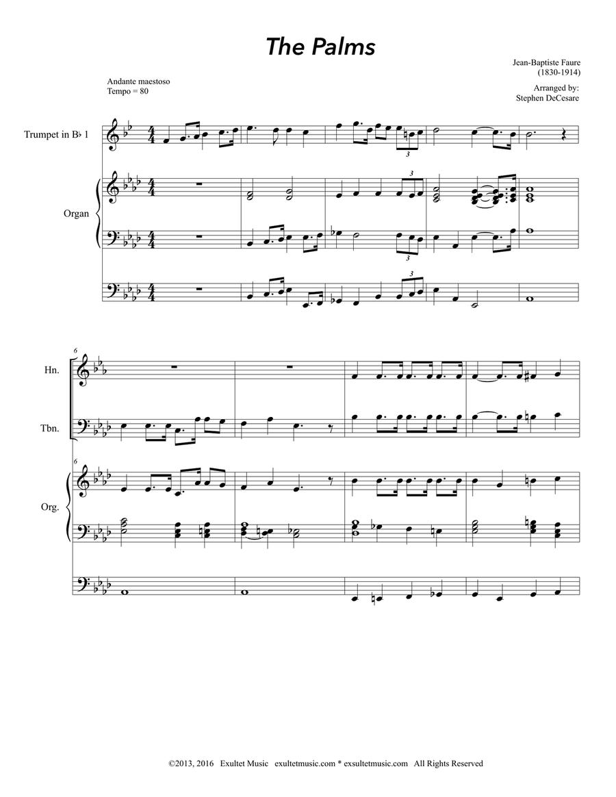 The Palms (Brass Quartet and Organ) The Palms (Brass Quartet and Organ) Brass Quartet scores gallery preview page 1