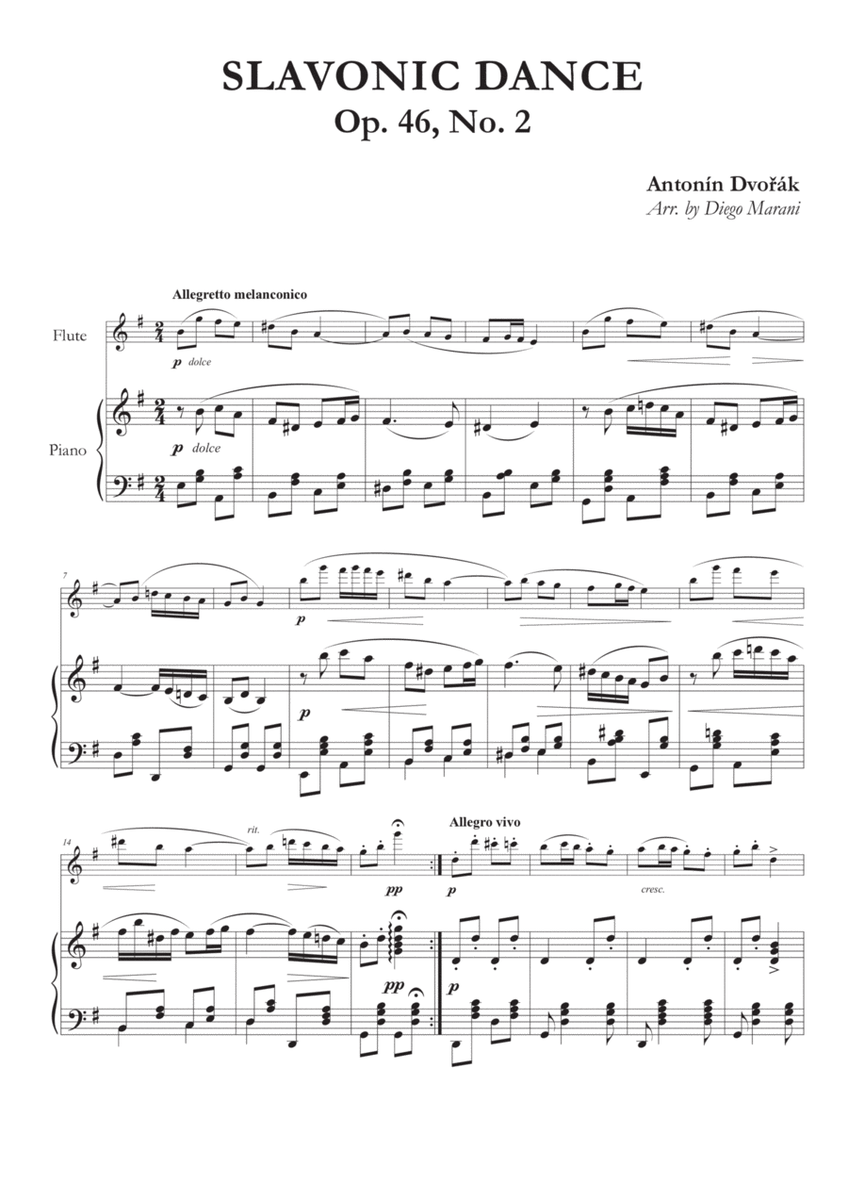 Slavonic Dance Op. 46 No. 2 for Flute and Piano image number null